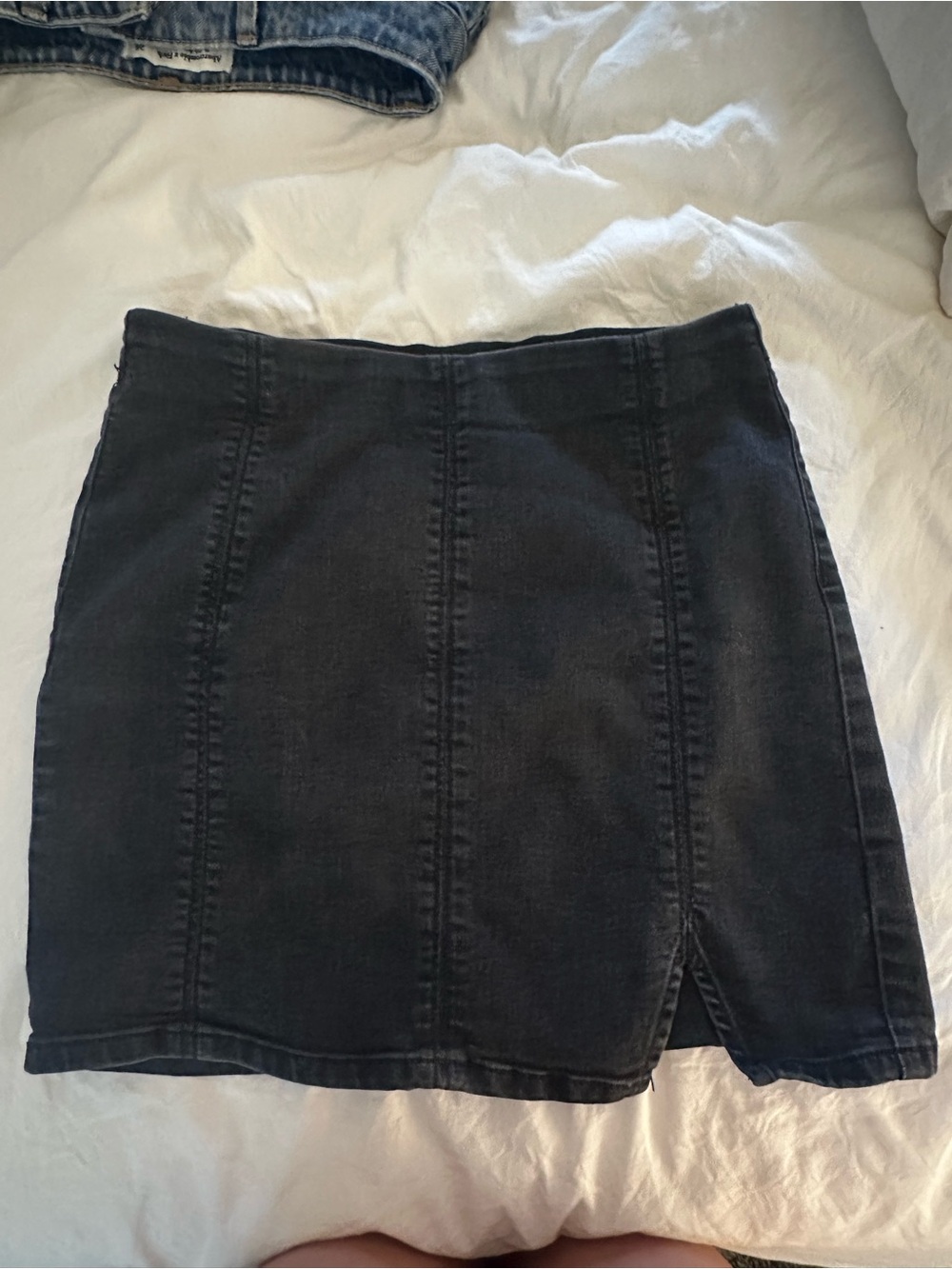 Free People Black Denim Mini Skirt